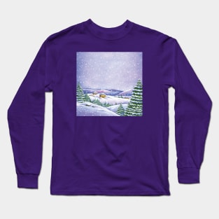 Whimsical winter landscape Long Sleeve T-Shirt